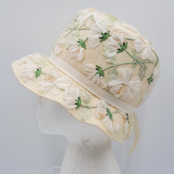 Christine Original Silk Flowers & Netting Vintage Hat - Picture 5 of 16